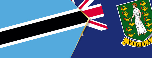 Botswana and British Virgin Islands flags, two vector flags.