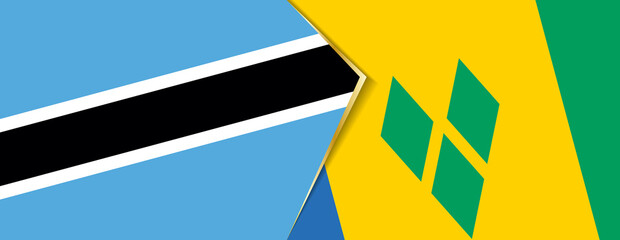 Botswana and Saint Vincent and the Grenadines flags, two vector flags.