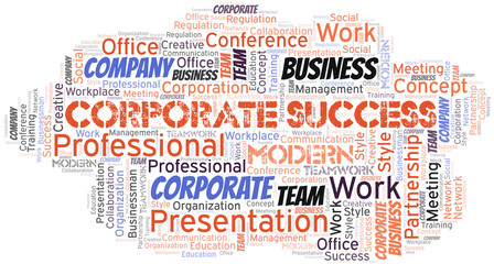 Fototapeta premium Corporate Success vector word cloud, made with text only.