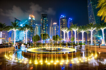 Dubai Marina at night. United Arab Emirates 