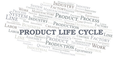 Product Life Cycle word cloud create with text only.
