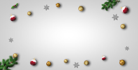 Décorations de Noël sur fond blanc - Arrière-plan pour cartes de vœux et invitations