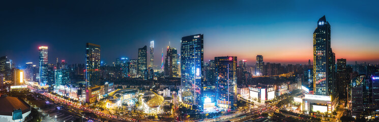 Fototapeta na wymiar Aerial photography of Chinese city night view and modern building landscape skyline