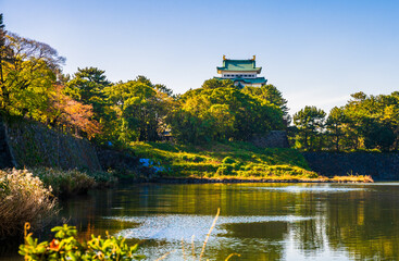 Nagoya castle viewed in autumn. Japan