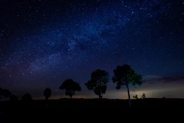 Fototapeten Panorama blue night sky milky way and stars © Mohwet