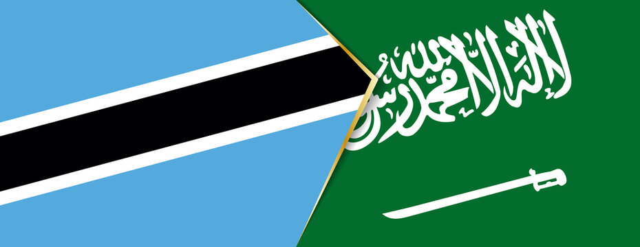 Botswana and Saudi Arabia flags, two vector flags.