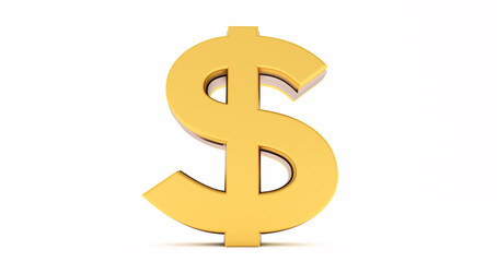 Obraz premium 3D render of dollar Sign isolated on white background.