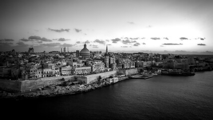 Aerial view over the city of Valletta - the capital city of Malta - aerial photography