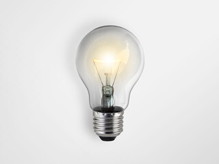 lighted bulb isolated on white background
