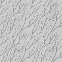 simple seamless pattern, hand drawn birch tree branches on textured paper