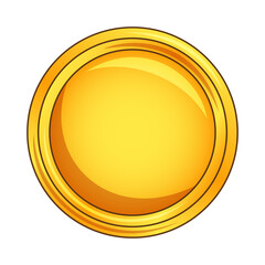 Gold medal or coin icon for sports apps and websites or use for game development. Cartoon illustration isolated on white background with copy space on medal