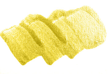 Golden brush strokes isolated on white background.