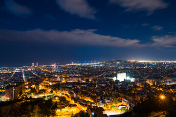 Fototapeta na wymiar Aerial view of Barcelona city at night