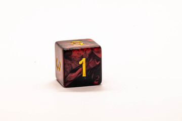 red and yellow cubic dice