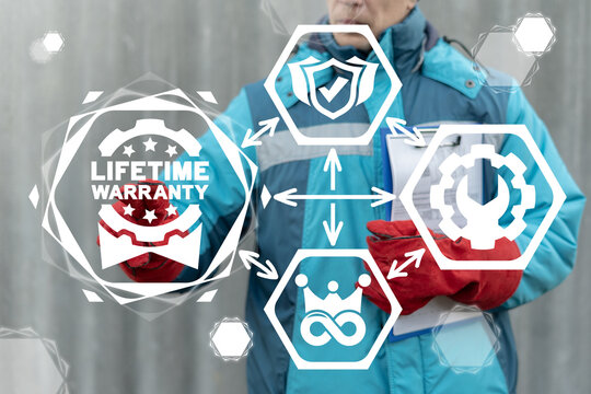 Lifetime Warranty Industry Product Concept. Industrial Unlimited Life Time Guarantee.