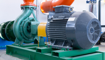 Pump and motor which popular to install with pipe in industrial.