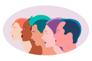 DIVERSITY inclusion concept. Diversity PEOPLE abstract colourful VECTOR illustration. Diversity, solidarity,  inclusion, equality, friendship, social. 
