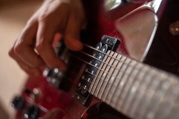 Fototapeta premium Jazz electric guitar solo close up