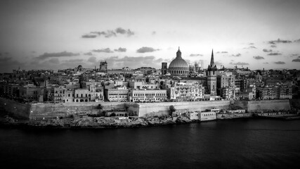 Naklejka premium Aerial view over the city of Valletta - the capital city of Malta - aerial photography