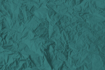 Tidewater green colour paper. Texture crumpled paper tidewater green color for your design. Colour trends 2021 year. Tidewater green monochrome color paper