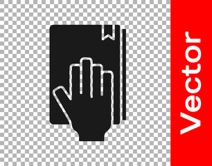 Obraz premium Black Oath on the Holy Bible icon isolated on transparent background. The procedure in court. Truth and truth. Promise before god. Vector.