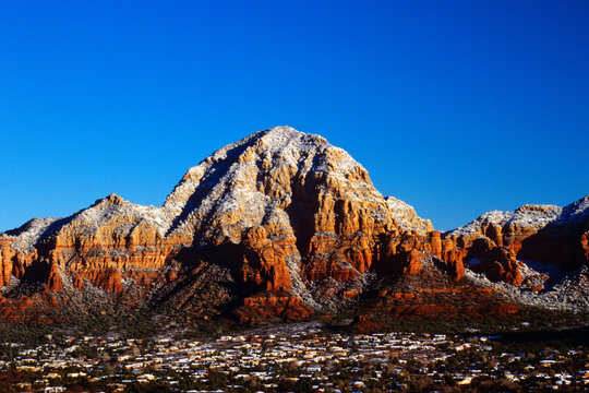 Capitol Butte at Sunrise on Crystal Clear 17 Degree Winter Morning in Sedona Arizona USA