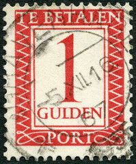 NETHERLANDS - 1888: shows the post stamp one guden, 1888