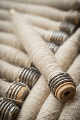 thread spools for weaving on a historic loom