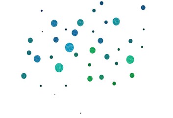 Light blue, green vector background with bubbles.