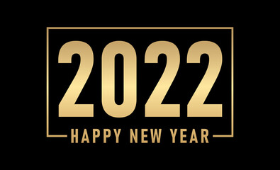 2022, Classy 2022 Happy New Year background. Golden design for New Year 2022 greeting cards vector.