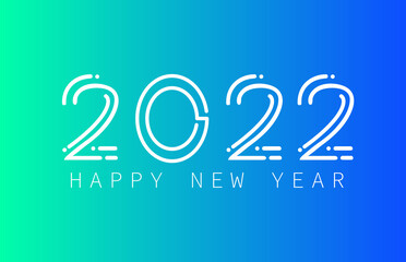 Happy New Year 2022. Numbers Year 2022 isolated on soft blue background. 2022 text for Greeting card, billboard and Web banner