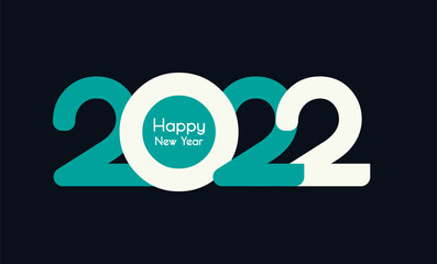Happy New Year 2022 text design. Card, banner. 2022 Vector illustration Isolated on white background