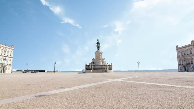 Praca do Comercio, Lisbon, Portugal - Time lapse during cloudy day in commerce square