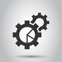Workflow chart icon in flat style. Gear with diagram vector illustration on white isolated background. Process organization business concept.