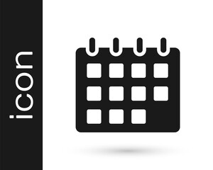Naklejka premium Black Calendar icon isolated on white background. Event reminder symbol. Vector.