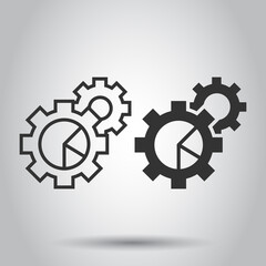 Workflow chart icon in flat style. Gear with diagram vector illustration on white isolated background. Process organization business concept.