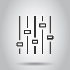 Control volume icon in flat style. Audio adjusting sign vector illustration on white isolated background. Filter business concept.
