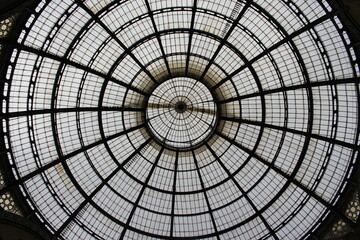 Glass roof decoration in attic, circle, Milan