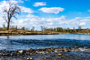 The Bow River flows through the park. Fish Creek Provincial Park. Alberta, Canada