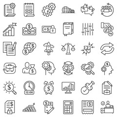 Business icon set in flat style. Money, people, document vector illustration on white isolated background. Freelancer diagram business concept.