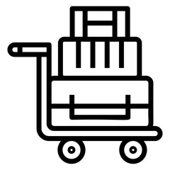 Icon of luggage cart in line  design.