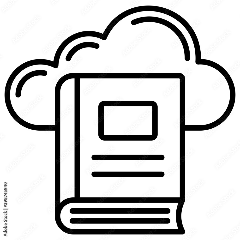 Wall mural line icon of cloud book design