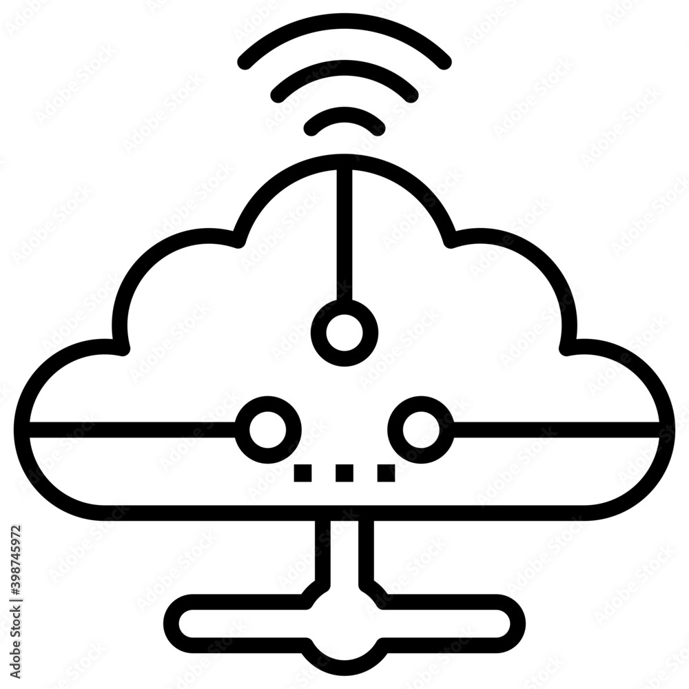 Poster Cloud wifi icon in line design 