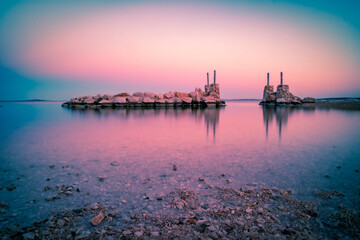 sunset over the harbor