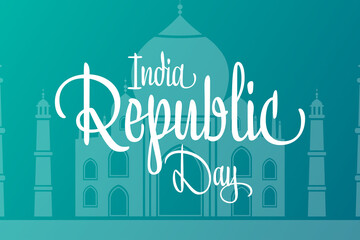 Happy India Republic Day. 26 January. Holiday concept. Template for background, banner, card, poster with text inscription. Vector EPS10 illustration.