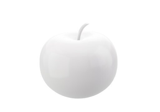 White artificial apple isolated on white background, 3d render