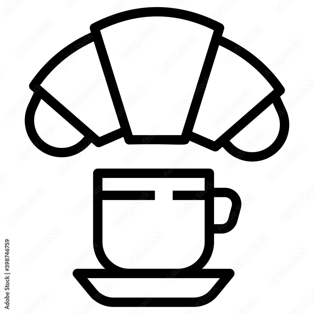 Sticker Croissant with tea icon design 