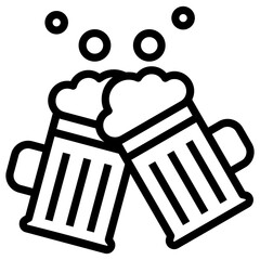 Beer mugs vector in line design 