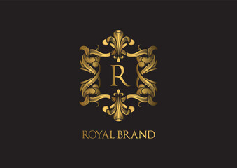 Luxurious Logo template with Gold Color