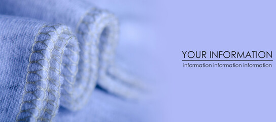 Blue gray cotton fabric cloth material seams texture textile macro blur background, space for text